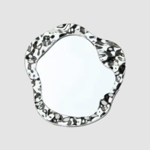 Espejo decorativo con bordes plateados Circular
