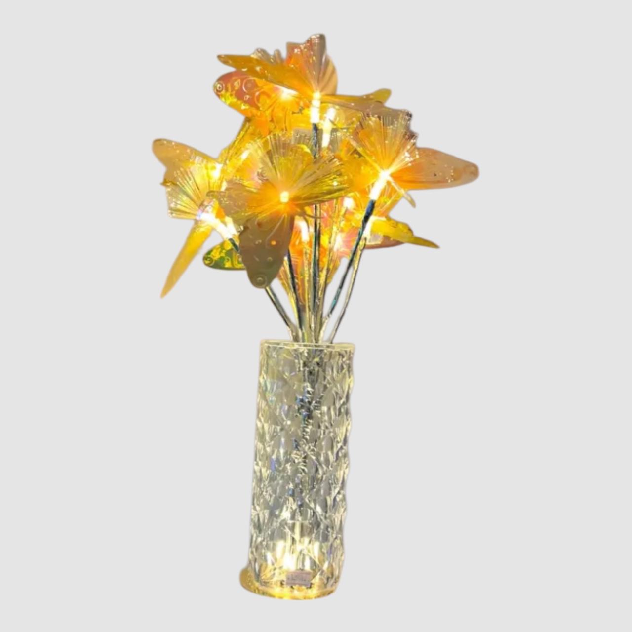 Florero de Luces con Mariposas LED