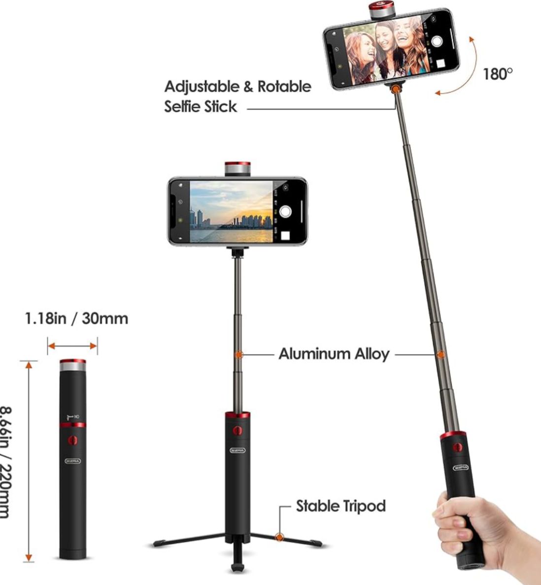 Selfie Stick Tripode Con Luz