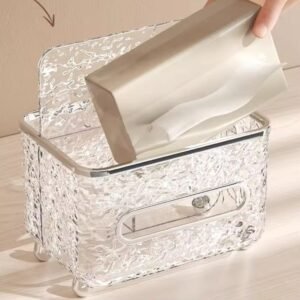 Organizador acrilico servilletero multiusos con apliques plateados