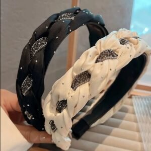 Vincha de cabello Negra con Brillos