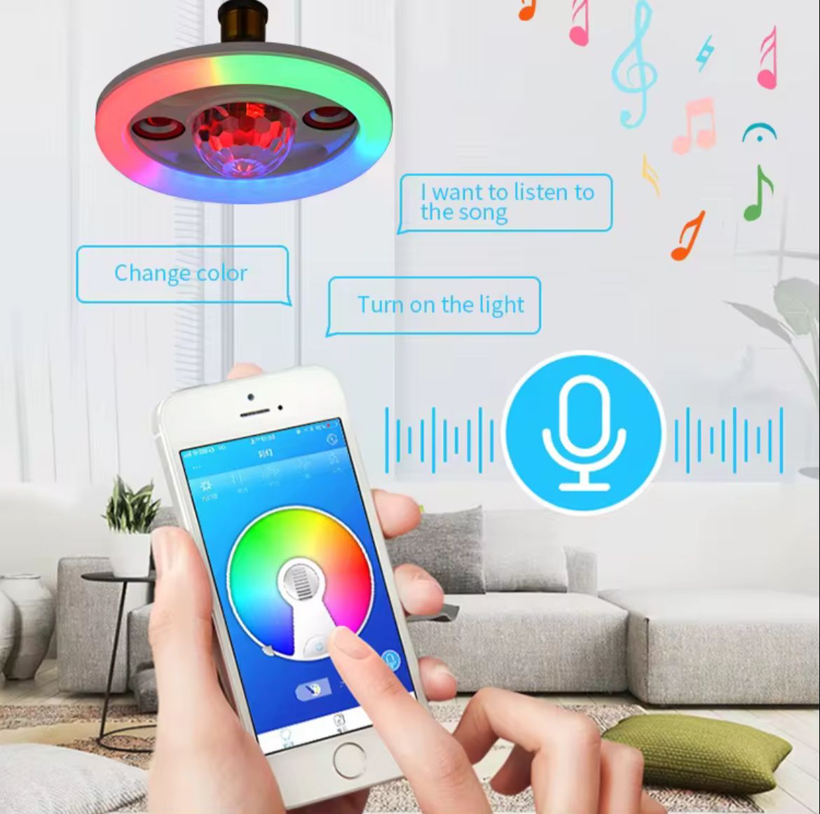 Foco Led Bluetooth doble parlante