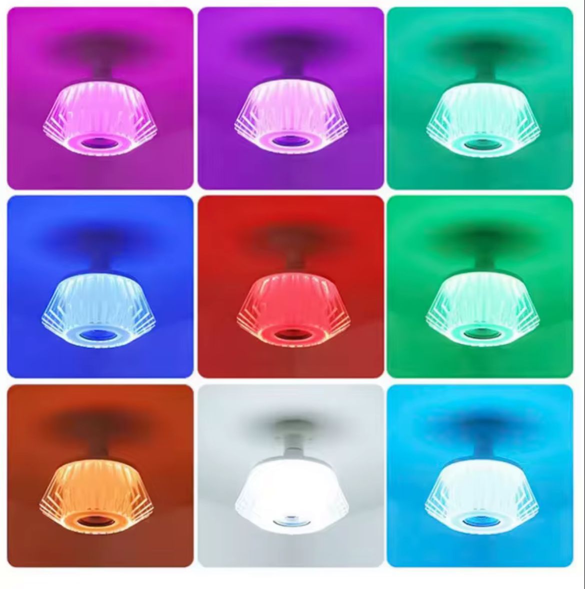 Foco cristal Led multicolor con parlante Bluetooth 36 W