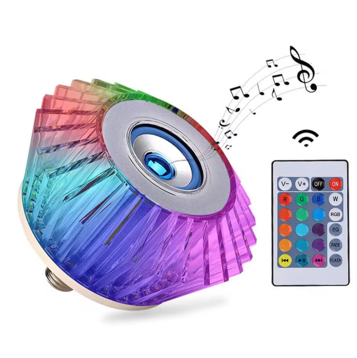 Foco cristal Led multicolor con parlante Bluetooth 36 W