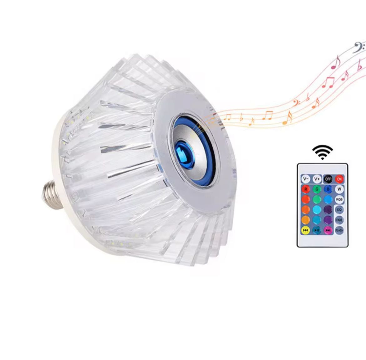 Foco cristal Led multicolor con parlante Bluetooth 36 W