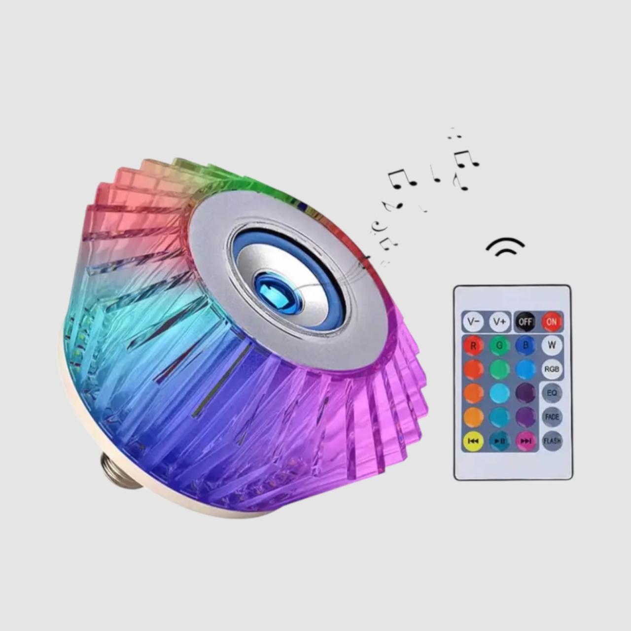 Foco cristal Led multicolor con parlante Bluetooth 36 W