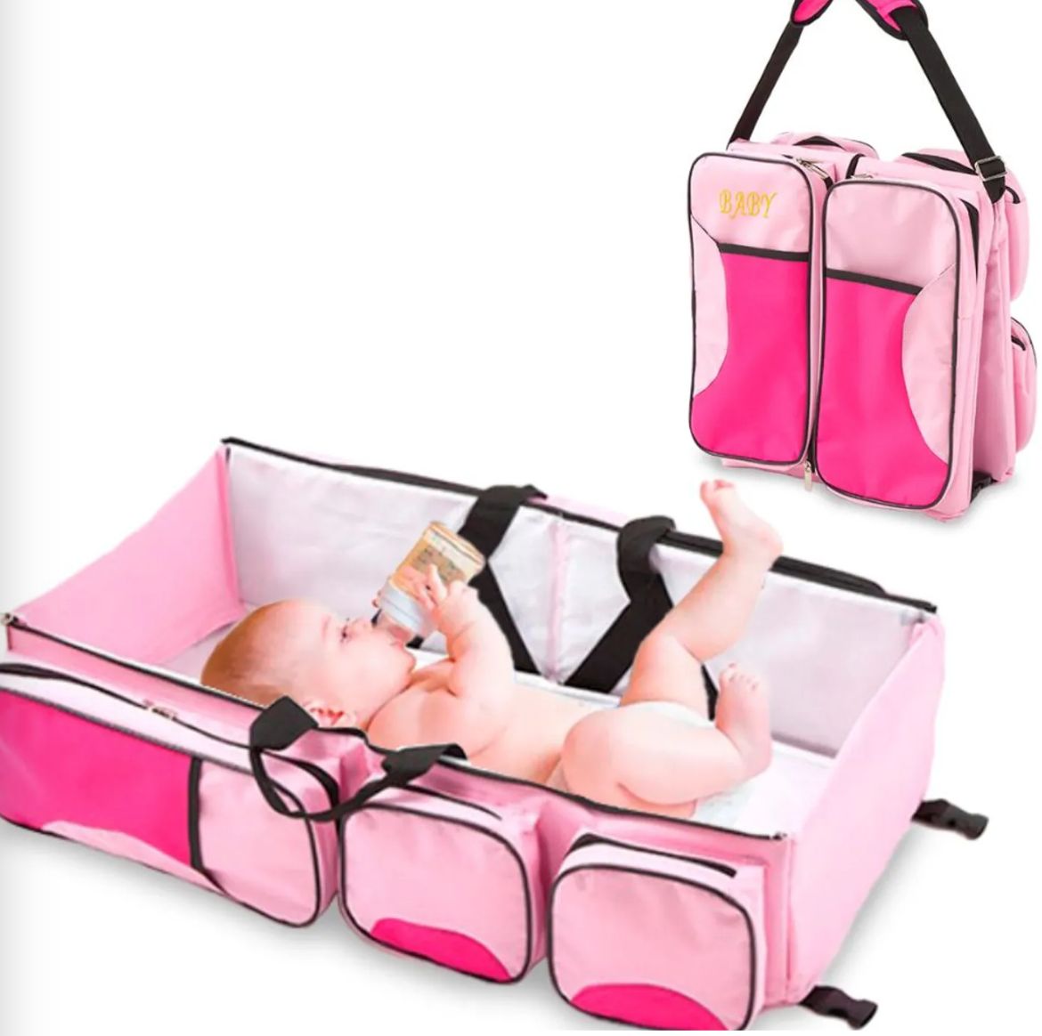 Cama portatil bebe - Pañalera 2 en 1 - Cuna portatil