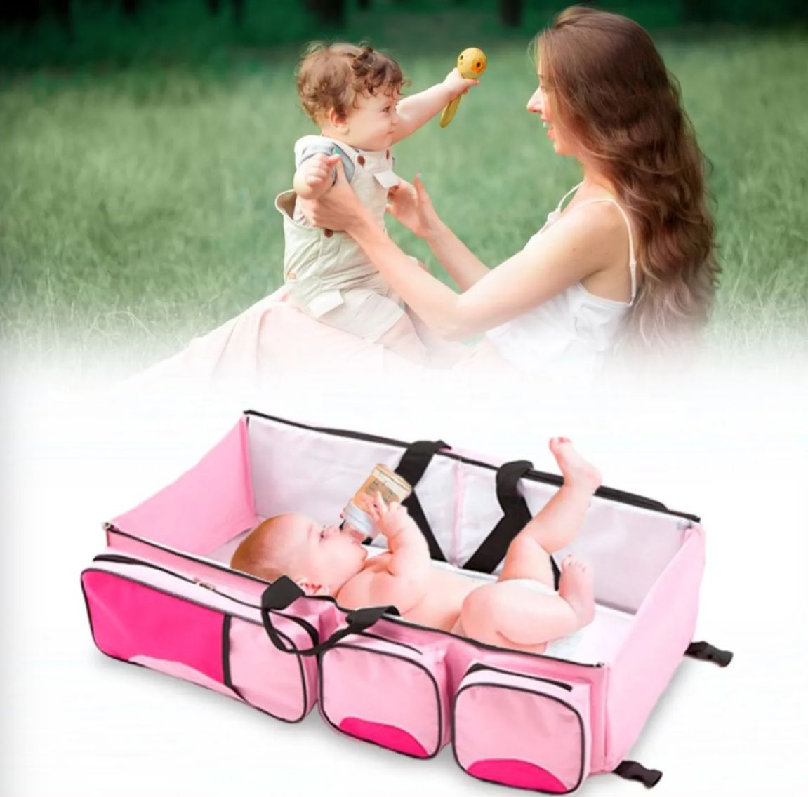 Cama portatil bebe - Pañalera 2 en 1 - Cuna portatil