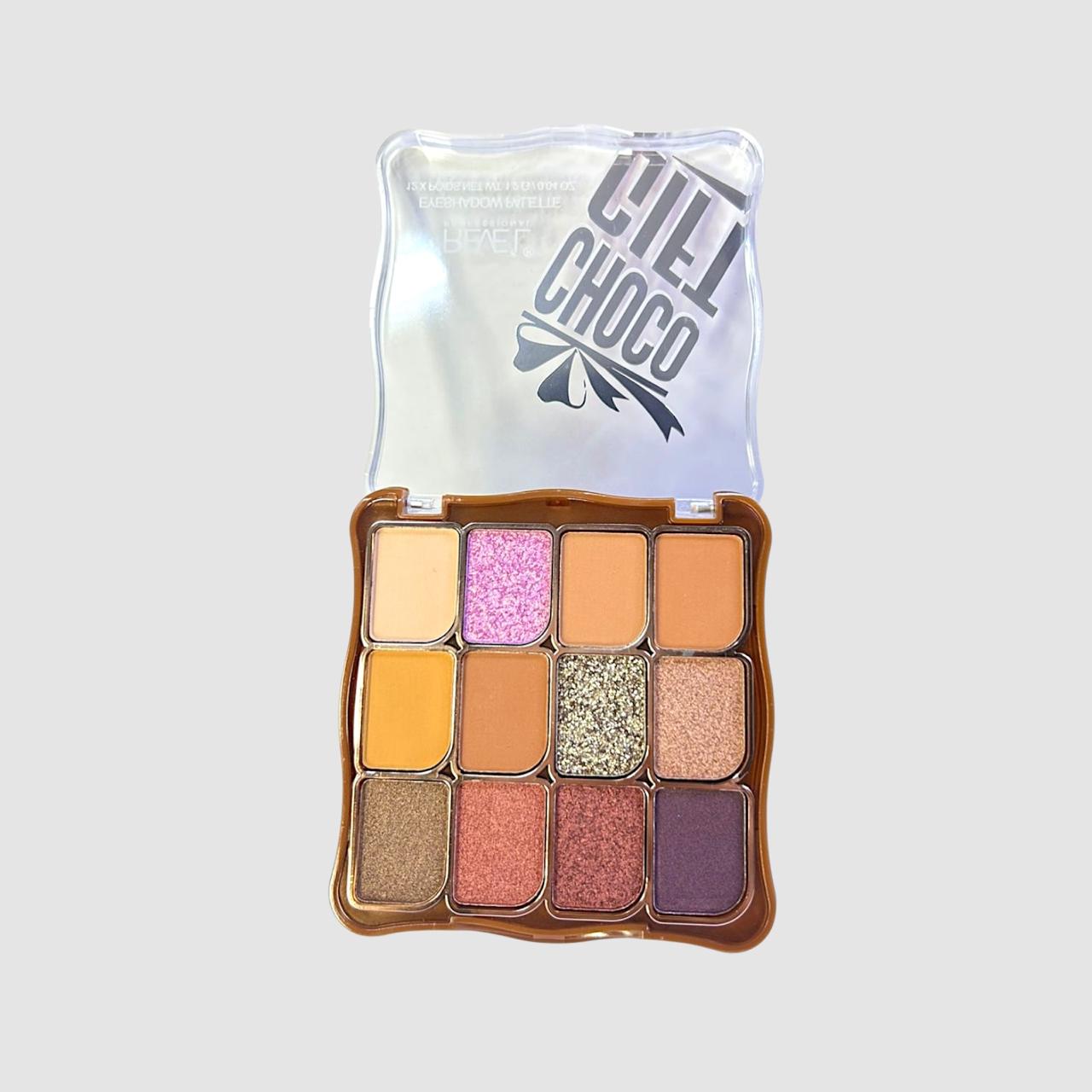 Paleta de sombras para ojos de colores nude con glitter Revel Choco gift
