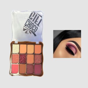 Paleta de sombras para ojos de colores nude con glitter Revel Choco gift