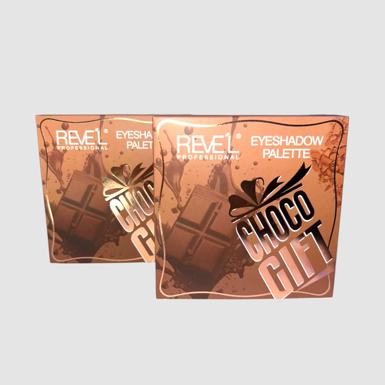 Paleta de sombras para ojos de colores nude con glitter Revel Choco gift