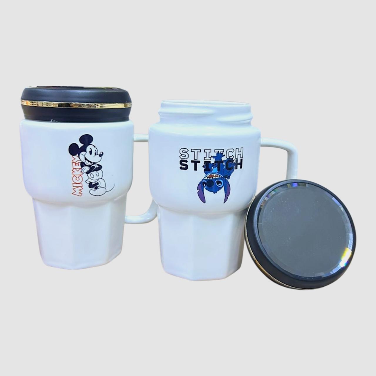 Taza de Loza con Tapa de Espejo Disney