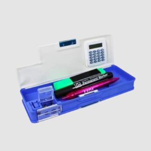 Cartuchera con calculadora y tajador para niños