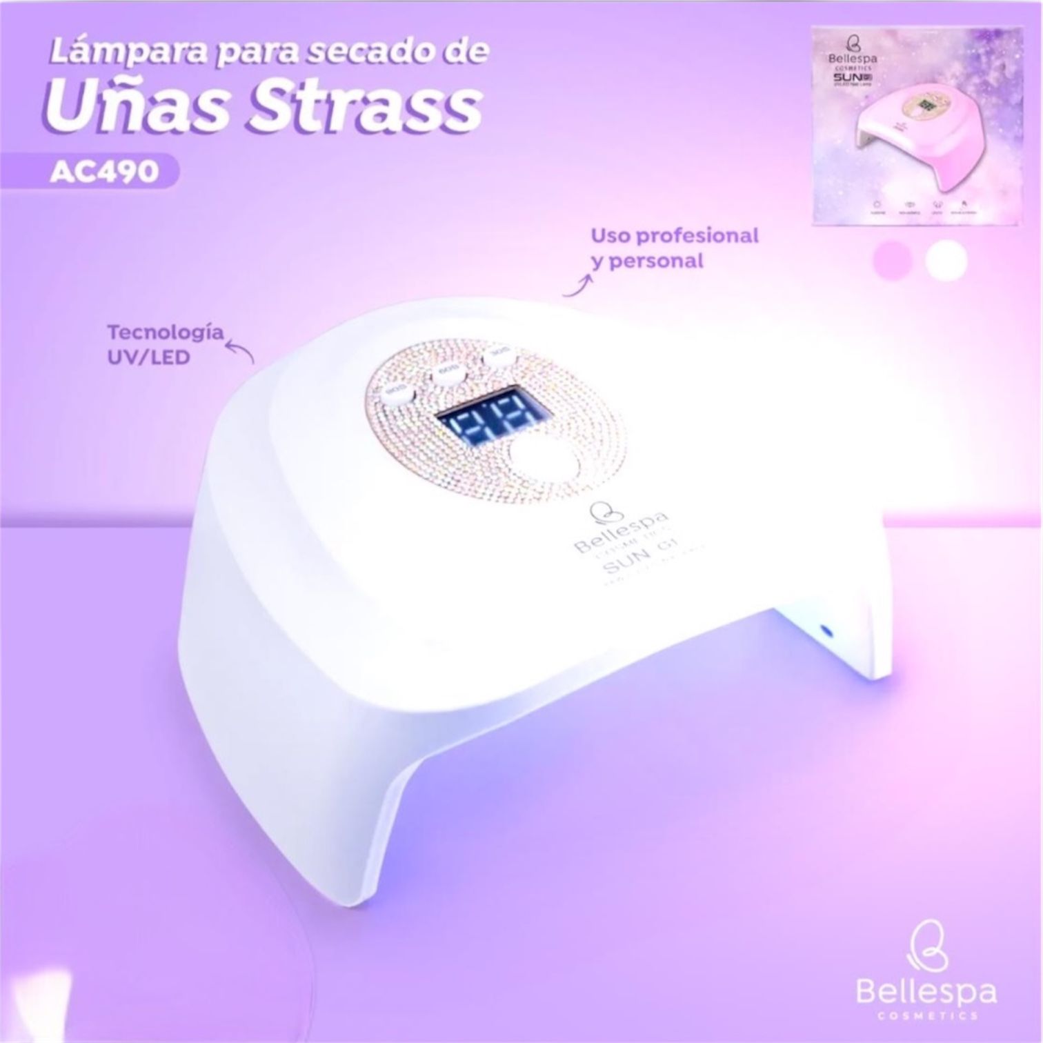 Lampara UV LED para secado de uñas strass