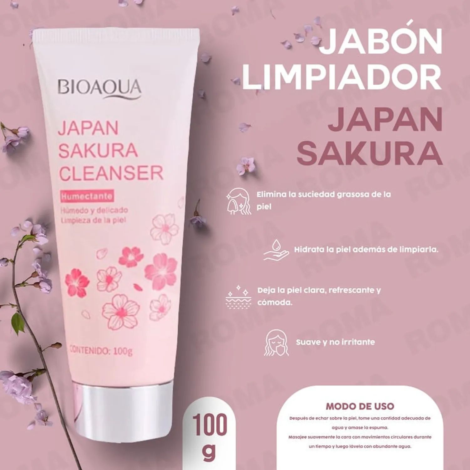 Bioaqua Japan Sakura Cleanser | Limpiador Facial Suave (100 g)