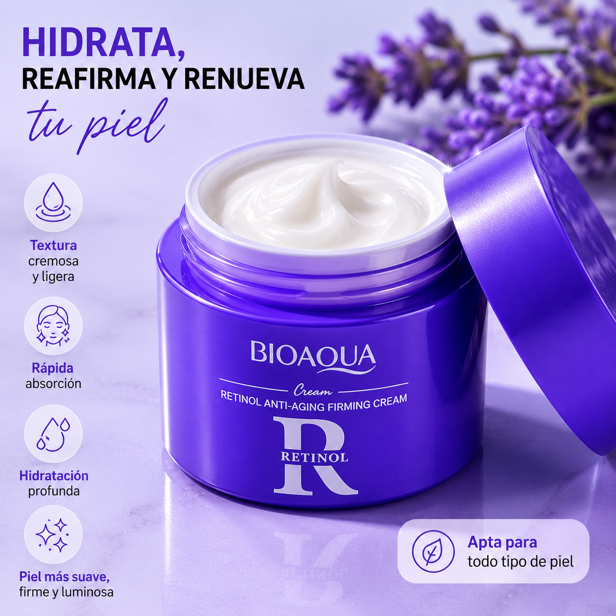 Crema Facial Antiedad Bioaqua Retinol 50 g