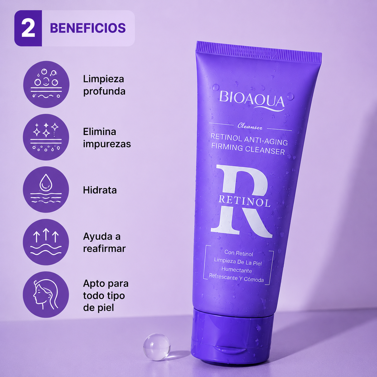 Limpiador Facial Reafirmante Antiedad Bioaqua Retinol 100 g