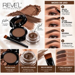 Kit de Cejas 3 en 1 (Polvo & Cream) - Revel